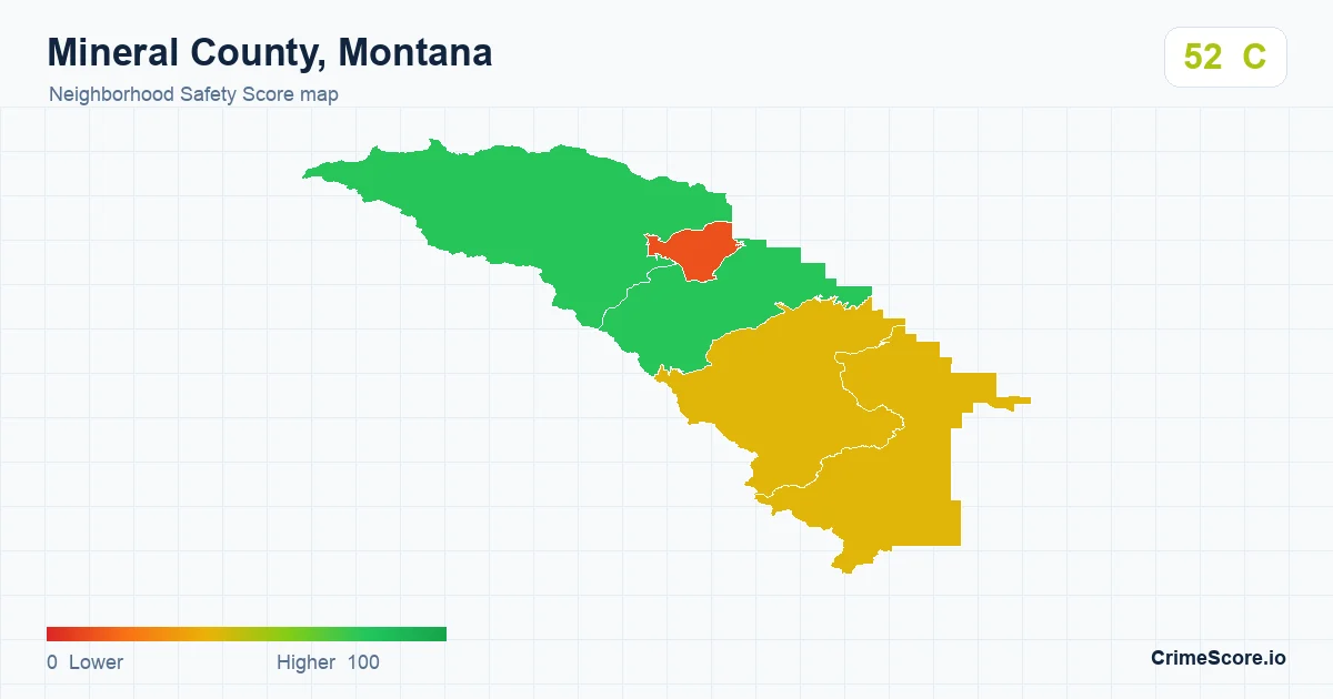 Mineral County, Montana neighborhood Safety Score map by Census block group
