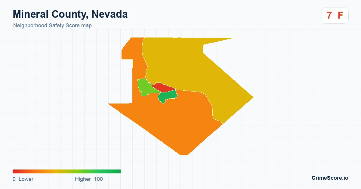 Mineral County, Nevada neighborhood Safety Score map by Census block group