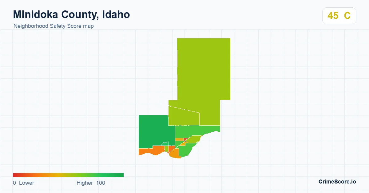 Minidoka County, Idaho neighborhood Safety Score map by Census block group