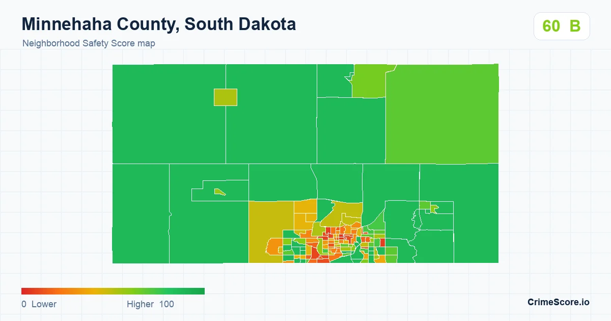 Minnehaha County, South Dakota neighborhood Safety Score map by Census block group