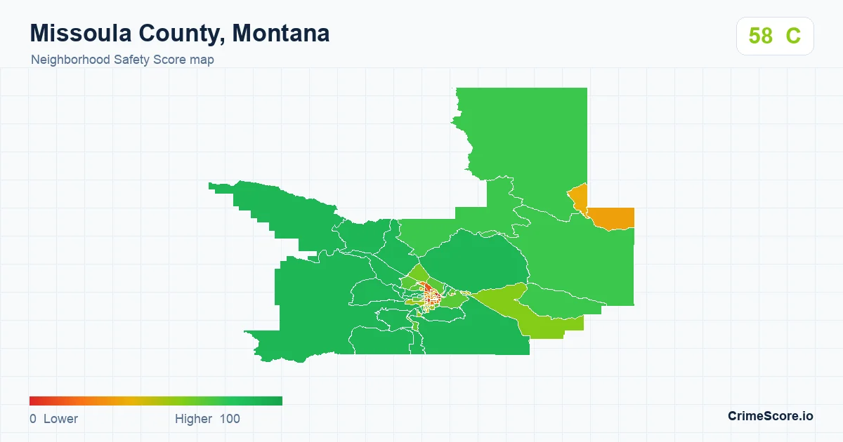Missoula County, Montana neighborhood Safety Score map by Census block group