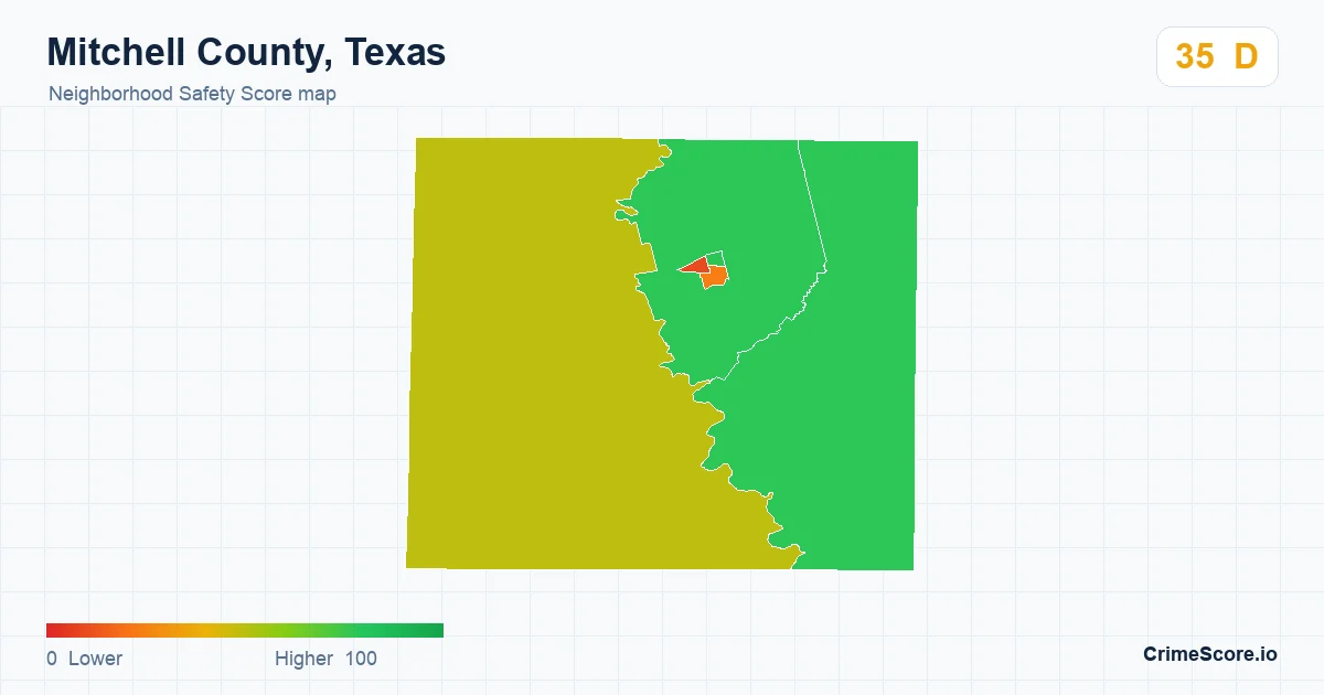 Mitchell County, Texas neighborhood Safety Score map by Census block group