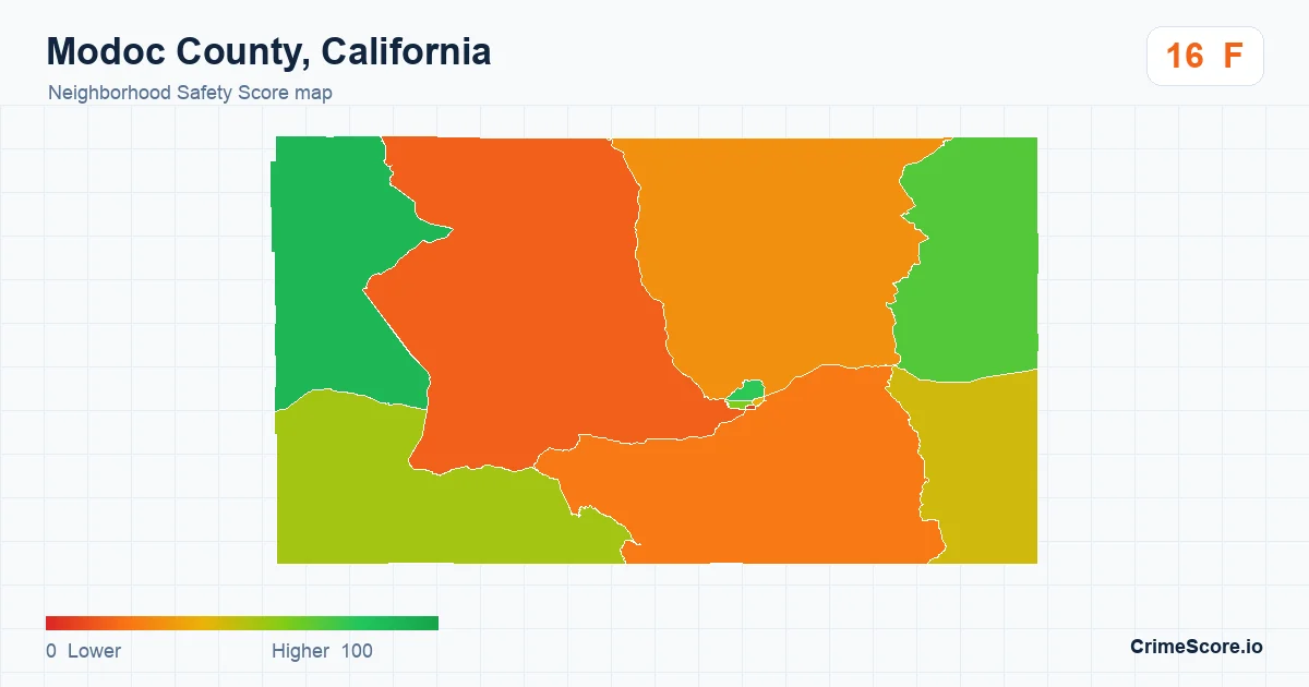 Modoc County, California neighborhood Safety Score map by Census block group