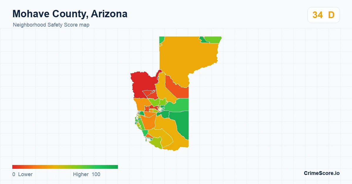 Mohave County, Arizona neighborhood Safety Score map by Census block group