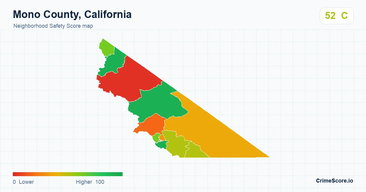 Mono County, California neighborhood Safety Score map by Census block group