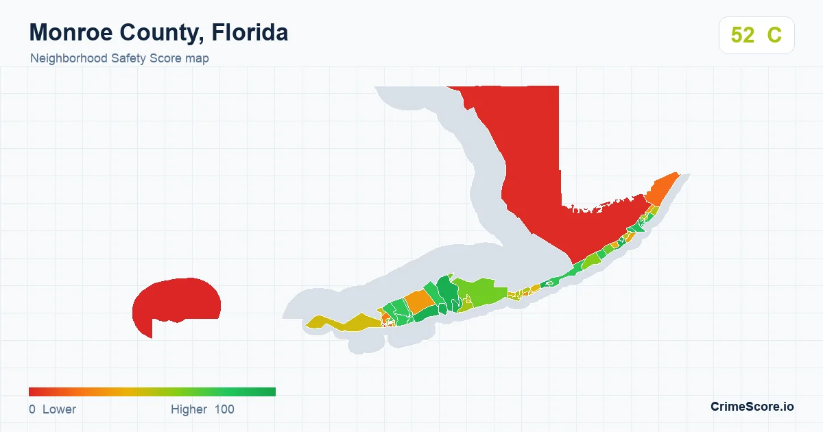 Monroe County, Florida neighborhood Safety Score map by Census block group