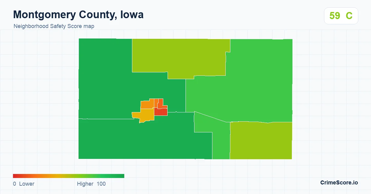 Montgomery County, Iowa neighborhood Safety Score map by Census block group
