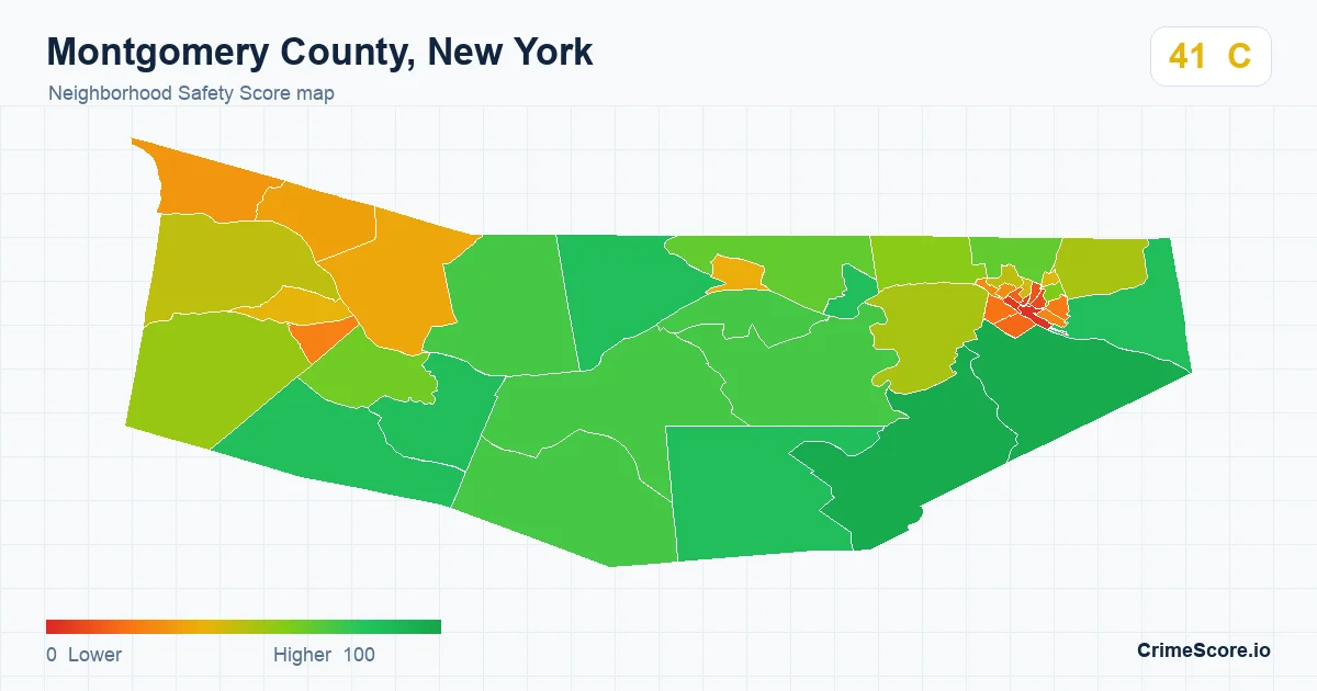 Montgomery County, New York neighborhood Safety Score map by Census block group