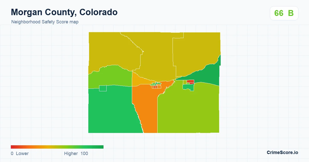 Morgan County, Colorado neighborhood Safety Score map by Census block group