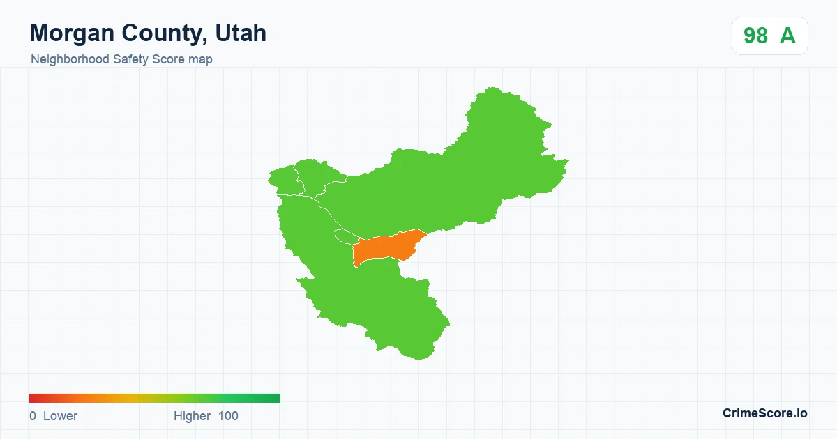 Morgan County, Utah neighborhood Safety Score map by Census block group