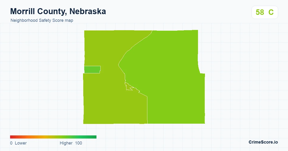 Morrill County, Nebraska neighborhood Safety Score map by Census block group