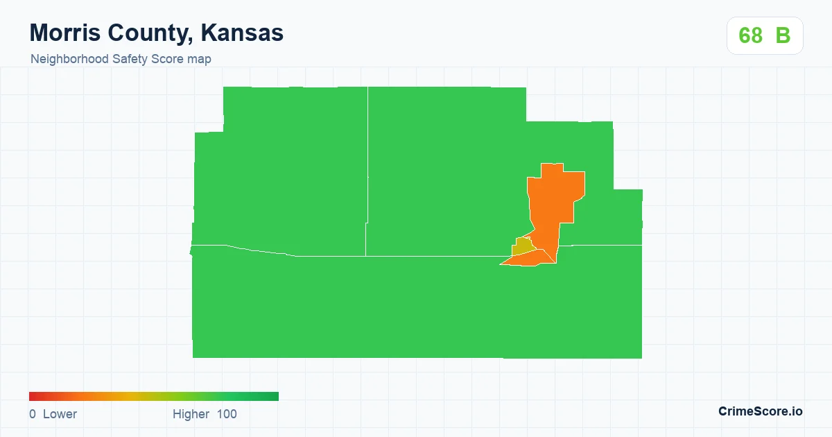 Morris County, Kansas neighborhood Safety Score map by Census block group