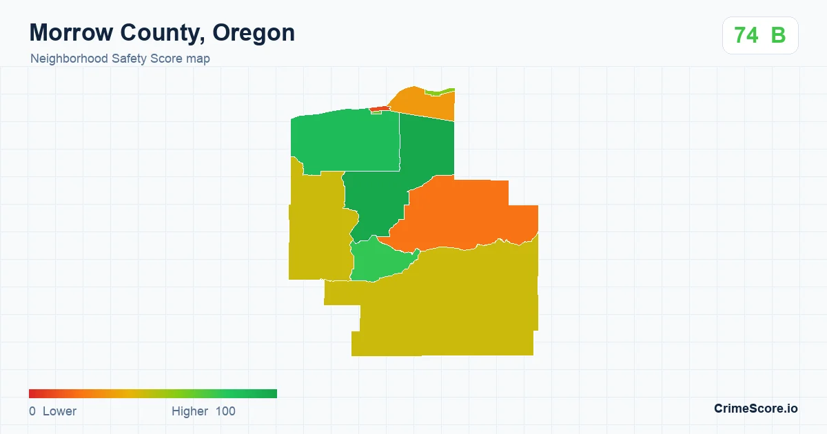 Morrow County, Oregon neighborhood Safety Score map by Census block group