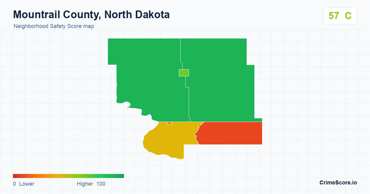 Mountrail County, North Dakota neighborhood Safety Score map by Census block group