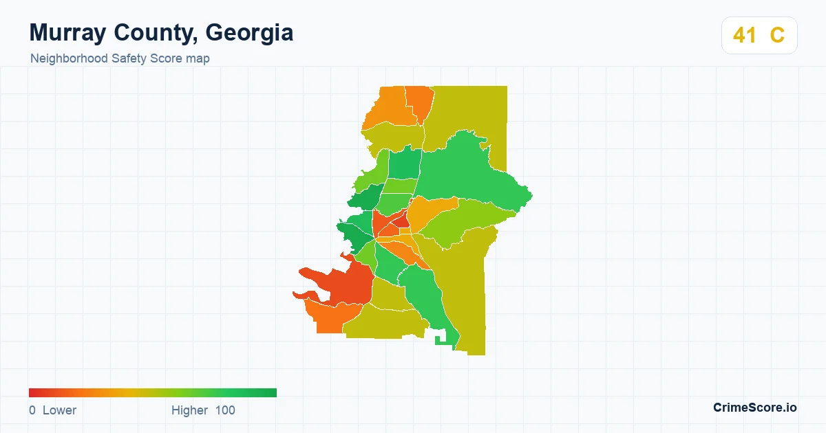 Murray County, Georgia neighborhood Safety Score map by Census block group