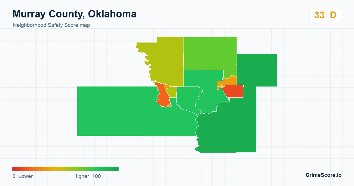Murray County, Oklahoma neighborhood Safety Score map by Census block group
