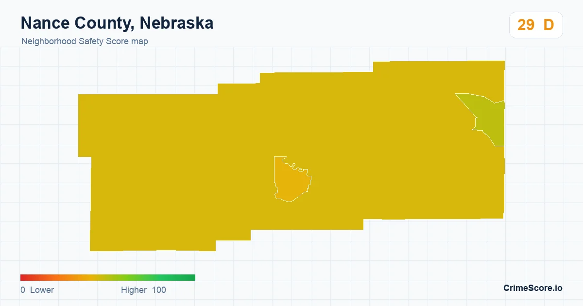 Nance County, Nebraska neighborhood Safety Score map by Census block group