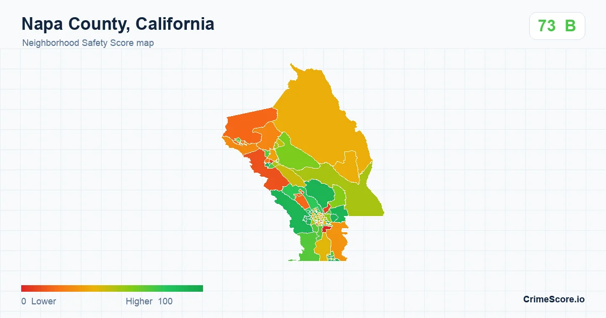 Napa County, California neighborhood Safety Score map by Census block group