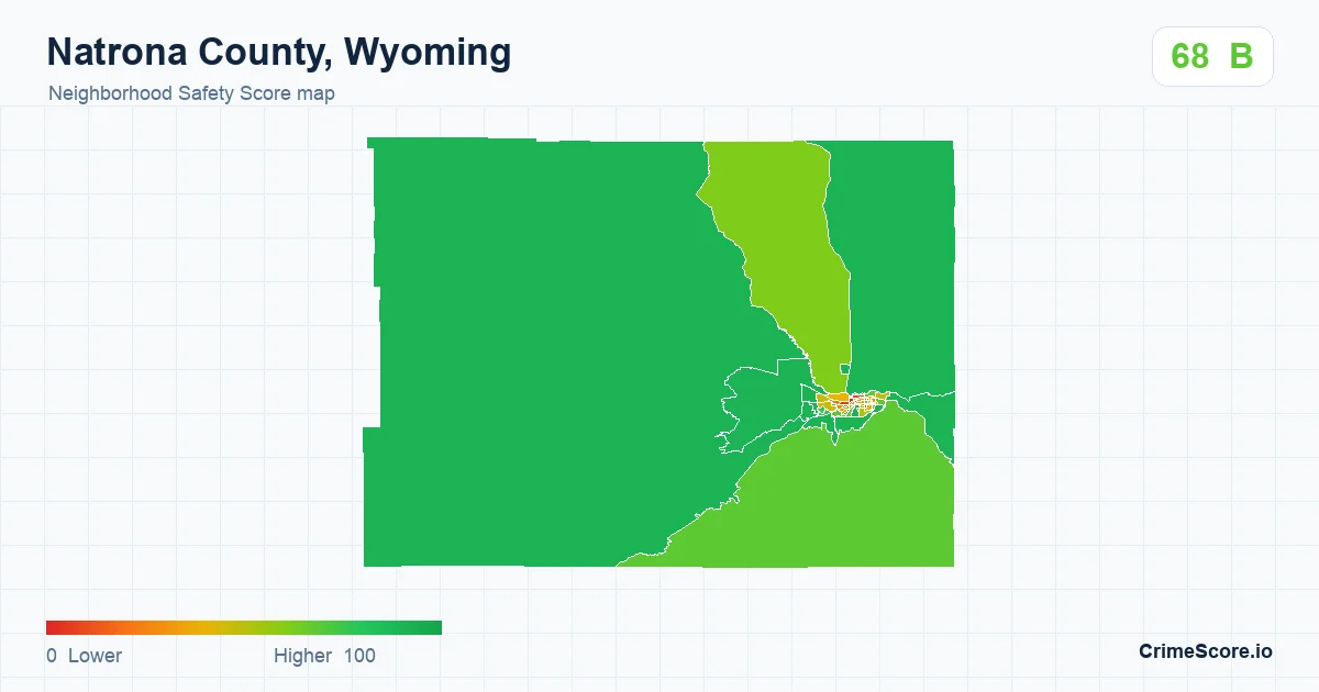 Natrona County, Wyoming neighborhood Safety Score map by Census block group