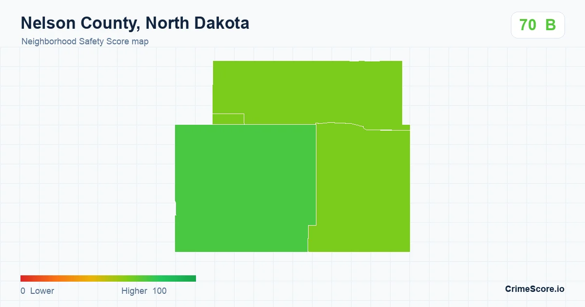 Nelson County, North Dakota neighborhood Safety Score map by Census block group