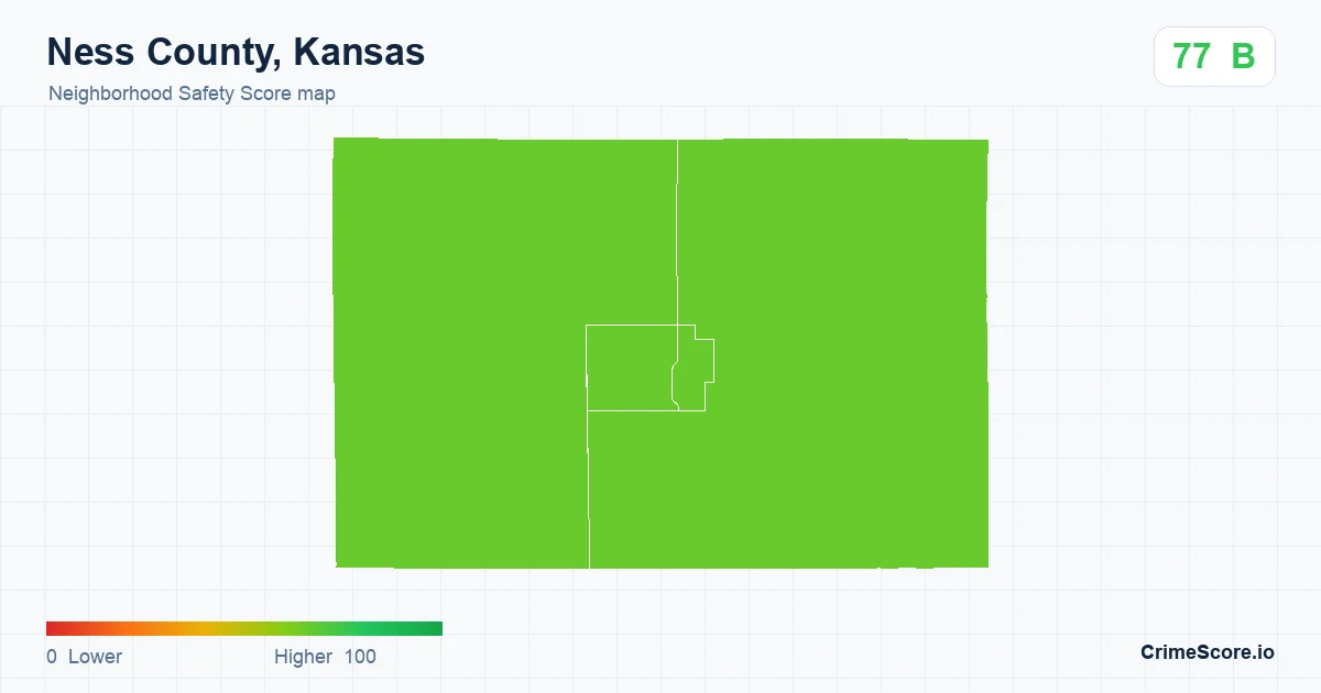 Ness County, Kansas neighborhood Safety Score map by Census block group