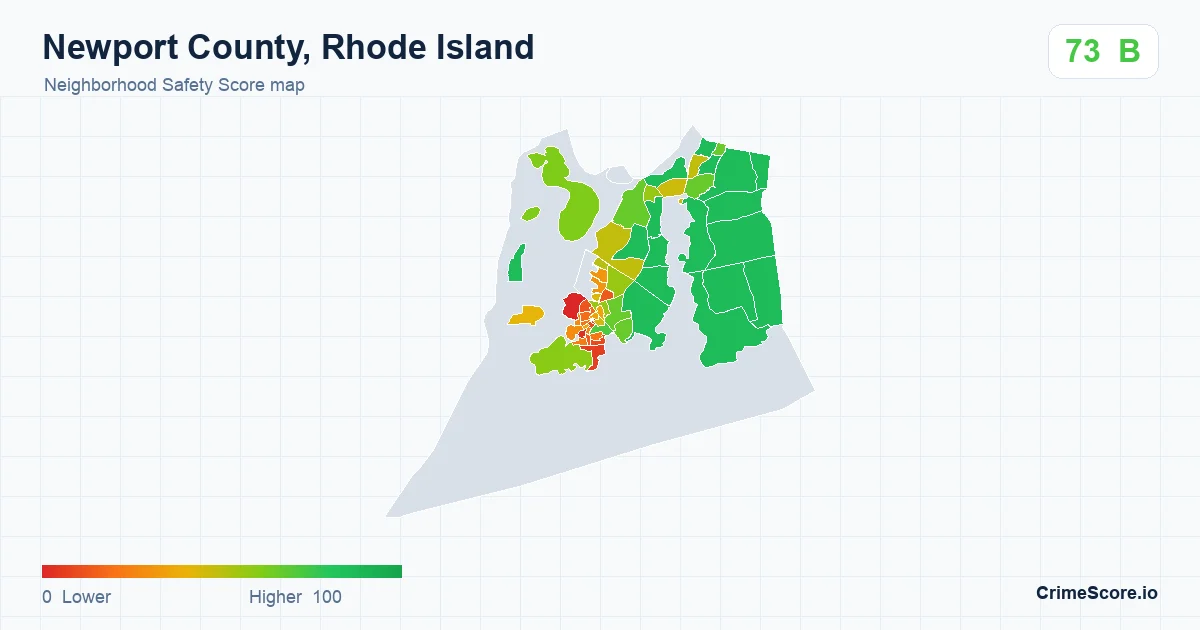 Newport County, Rhode Island neighborhood Safety Score map by Census block group