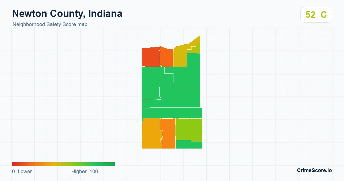 Newton County, Indiana neighborhood Safety Score map by Census block group
