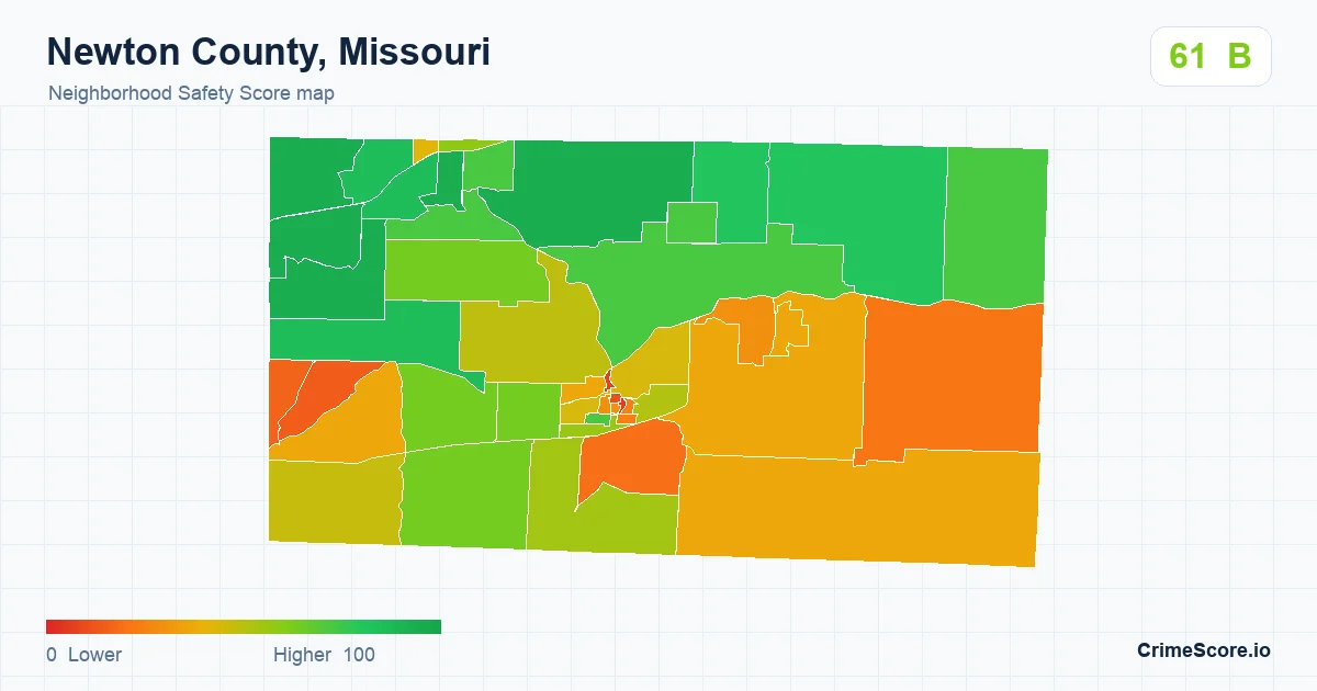Newton County, Missouri neighborhood Safety Score map by Census block group