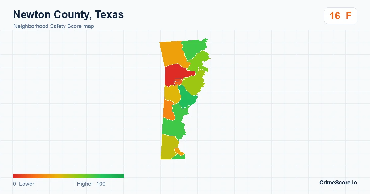 Newton County, Texas neighborhood Safety Score map by Census block group