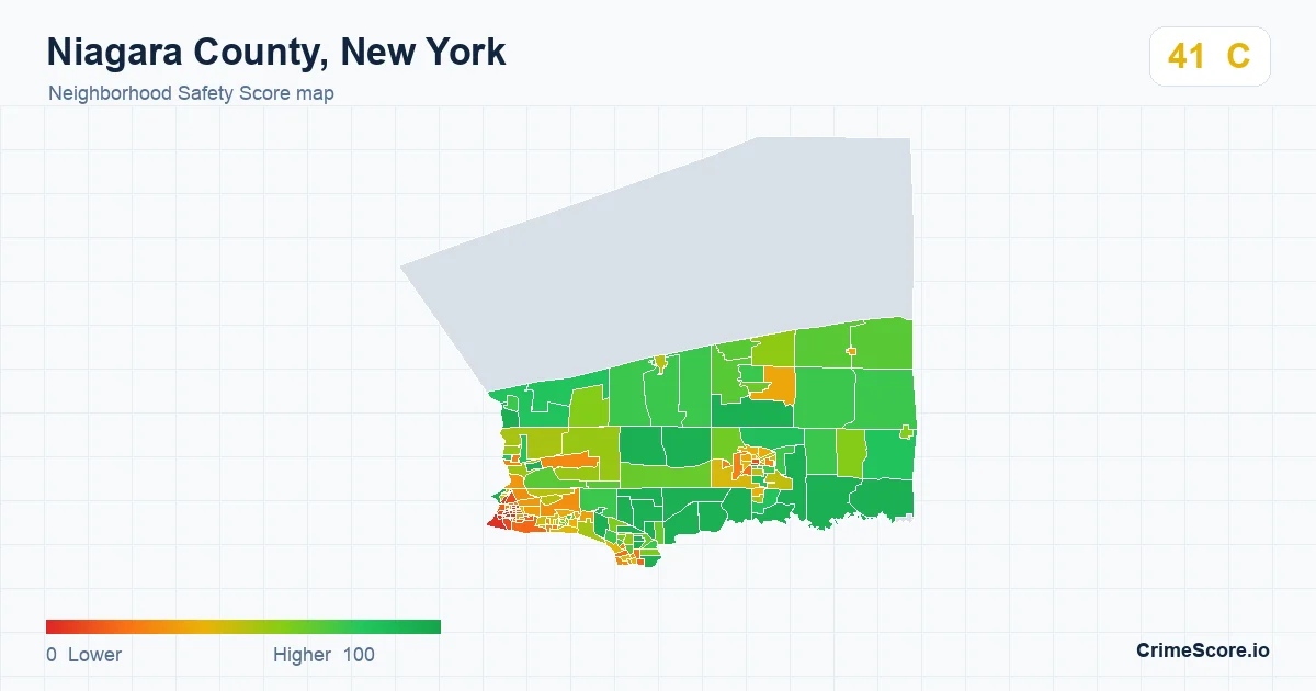 Niagara County, New York neighborhood Safety Score map by Census block group