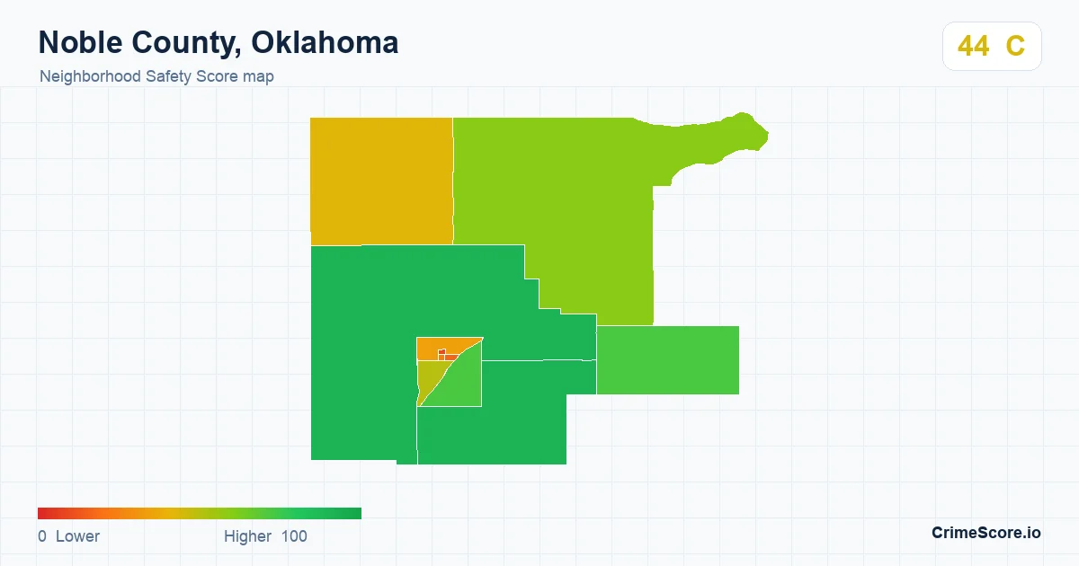Noble County, Oklahoma neighborhood Safety Score map by Census block group