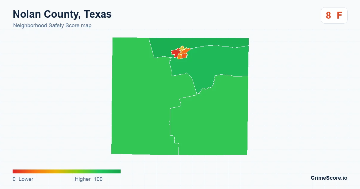Nolan County, Texas neighborhood Safety Score map by Census block group