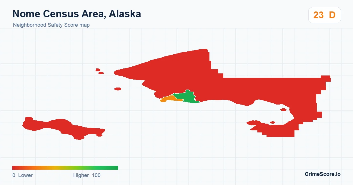 Nome Census Area, Alaska neighborhood Safety Score map by Census block group