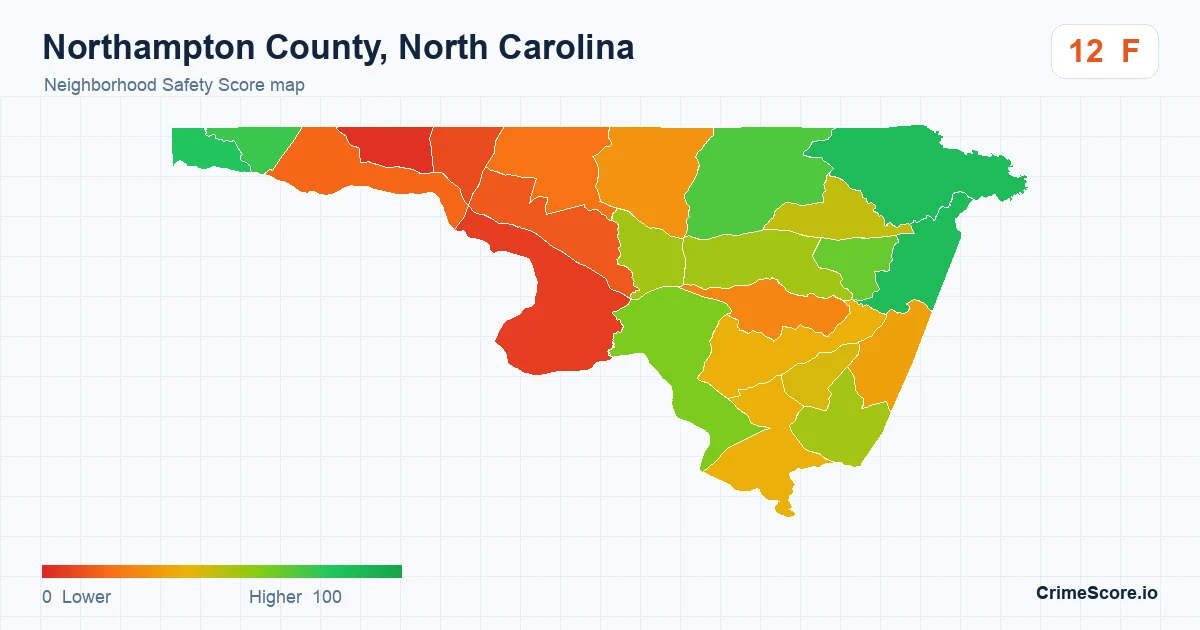 Northampton County, North Carolina neighborhood Safety Score map by Census block group