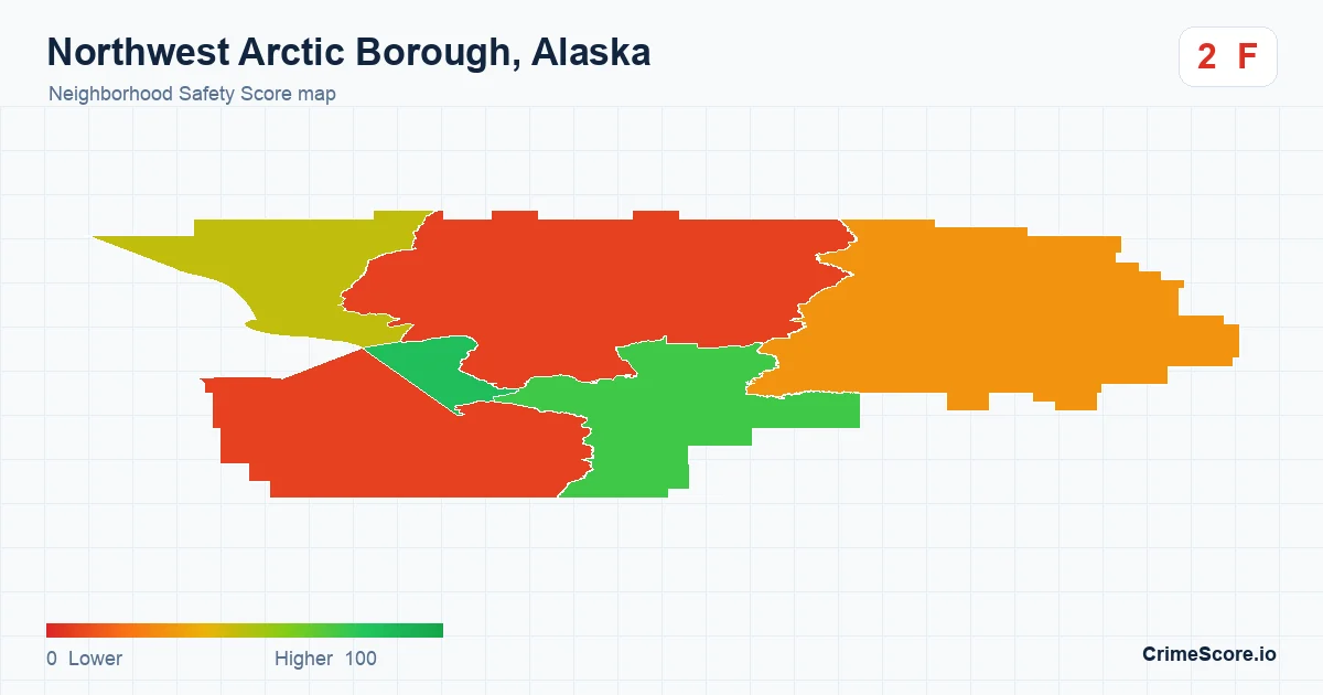 Northwest Arctic Borough, Alaska neighborhood Safety Score map by Census block group