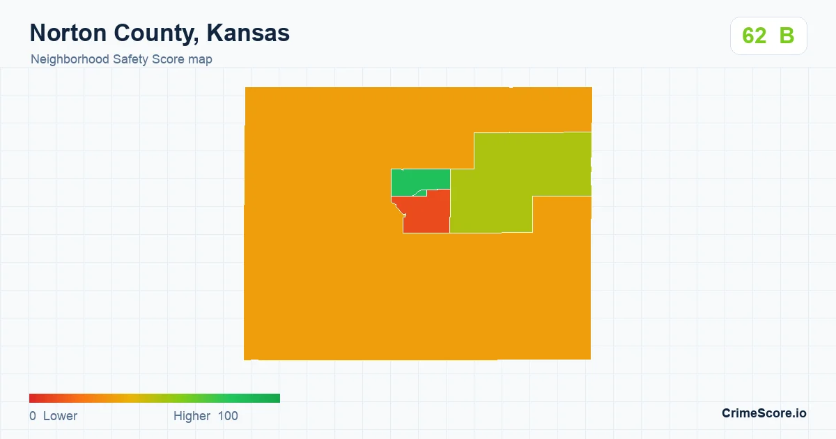 Norton County, Kansas neighborhood Safety Score map by Census block group