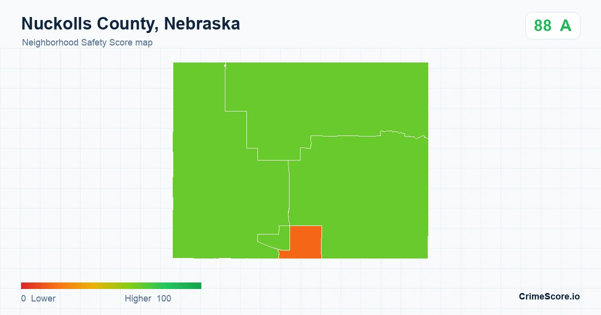 Nuckolls County, Nebraska neighborhood Safety Score map by Census block group