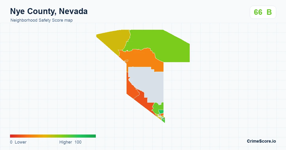 Nye County, Nevada neighborhood Safety Score map by Census block group