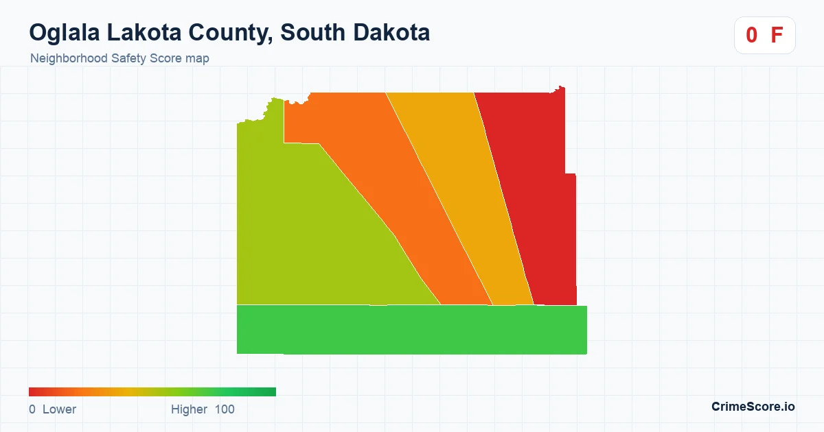 Oglala Lakota County, South Dakota neighborhood Safety Score map by Census block group