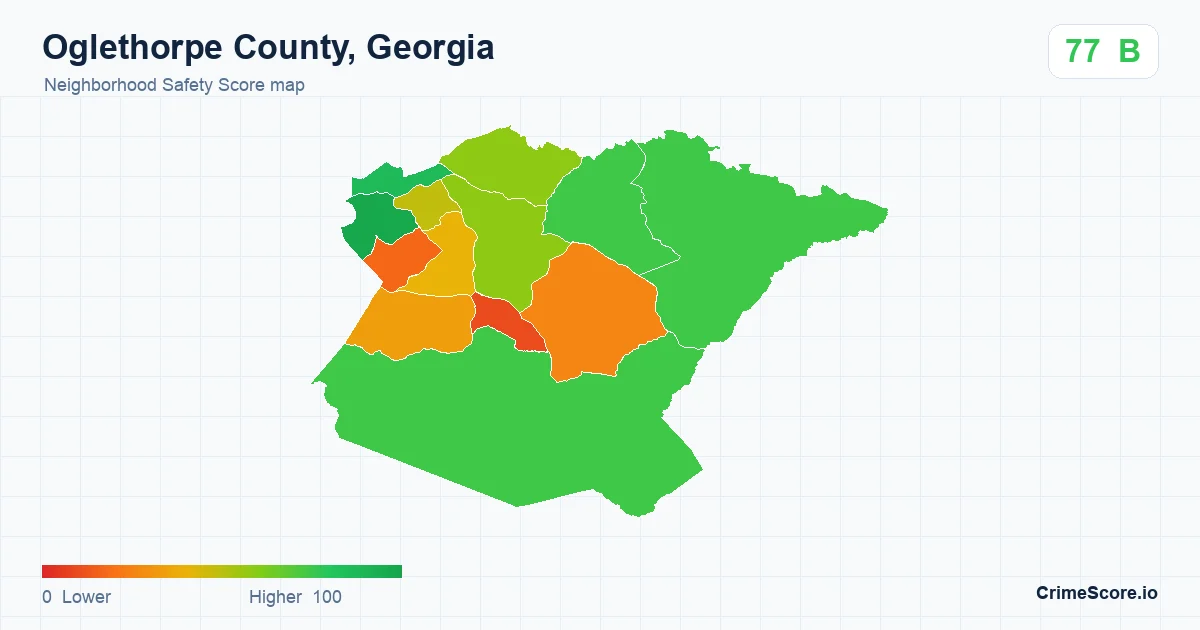 Oglethorpe County, Georgia neighborhood Safety Score map by Census block group