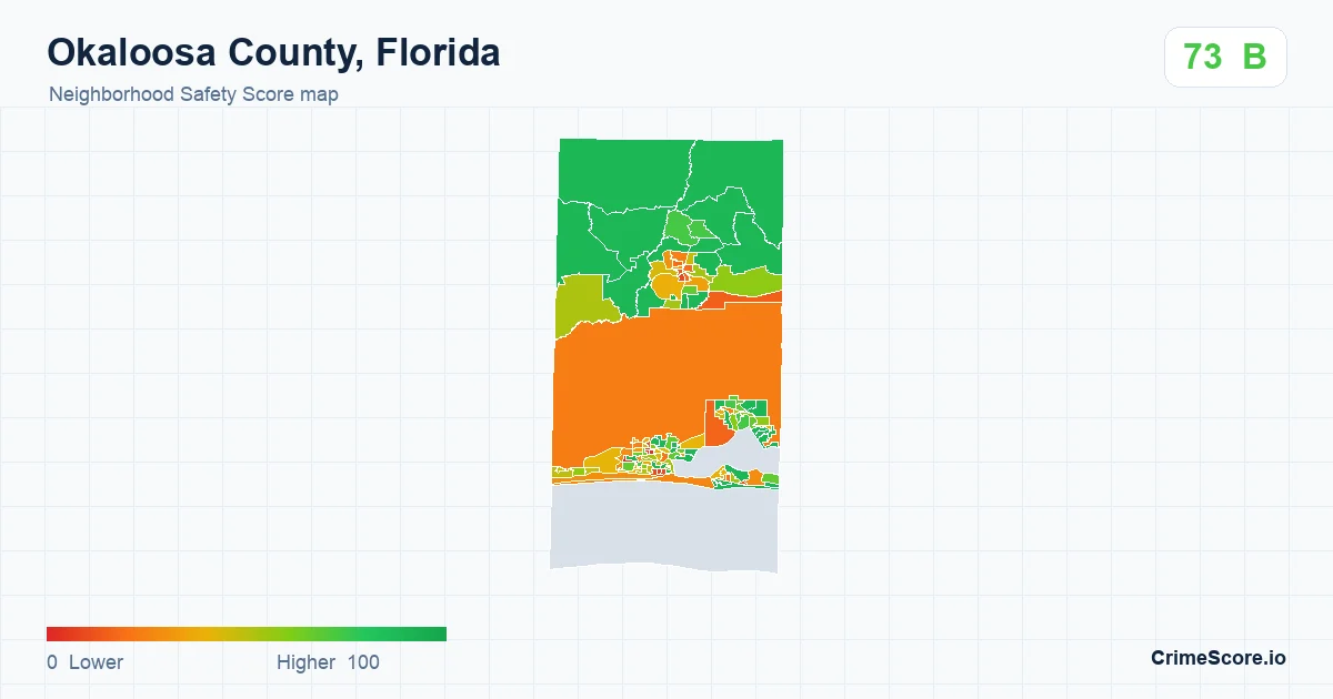 Okaloosa County, Florida neighborhood Safety Score map by Census block group