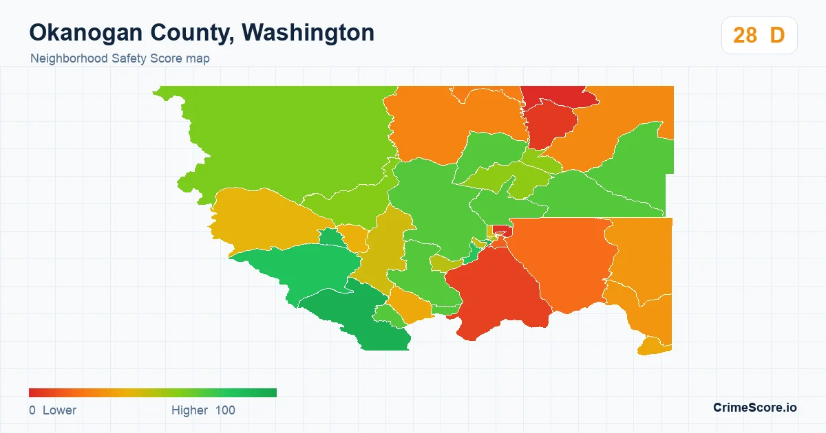 Okanogan County, Washington neighborhood Safety Score map by Census block group