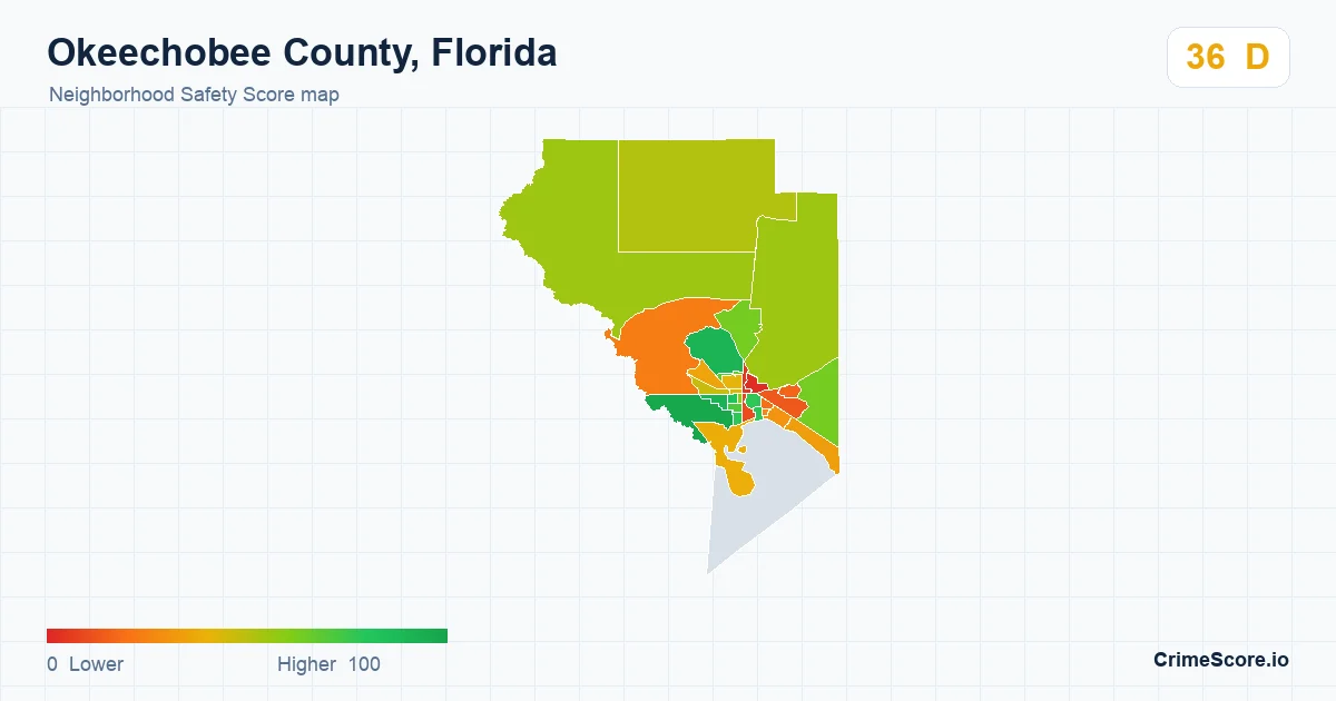 Okeechobee County, Florida neighborhood Safety Score map by Census block group