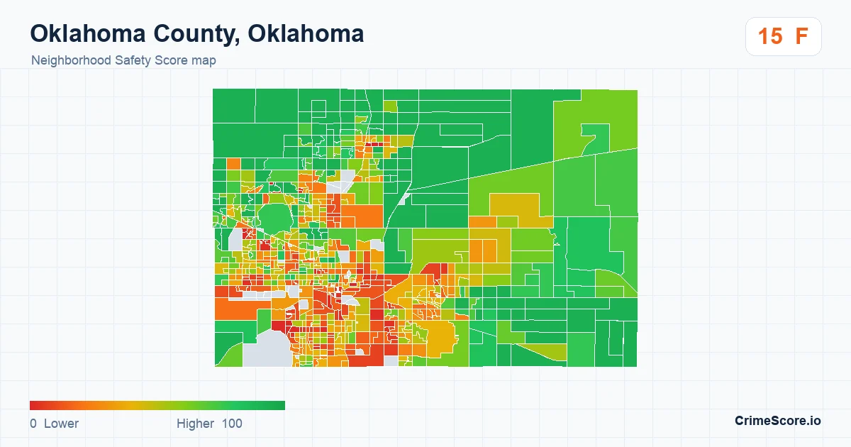 Oklahoma County, Oklahoma neighborhood Safety Score map by Census block group