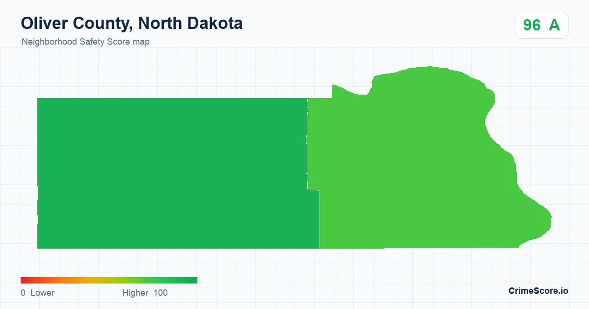 Oliver County, North Dakota neighborhood Safety Score map by Census block group