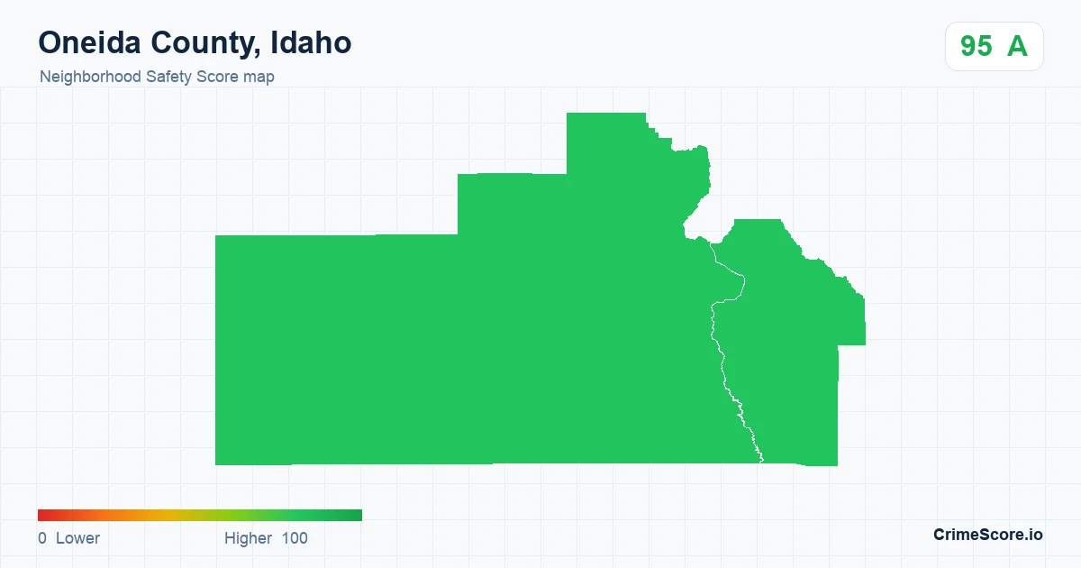 Oneida County, Idaho neighborhood Safety Score map by Census block group