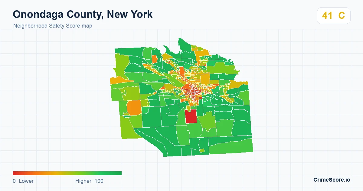 Onondaga County, New York neighborhood Safety Score map by Census block group