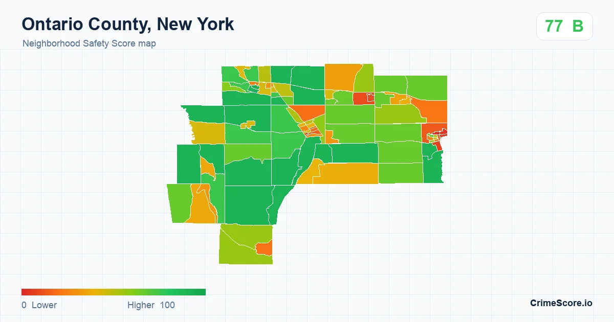 Ontario County, New York neighborhood Safety Score map by Census block group