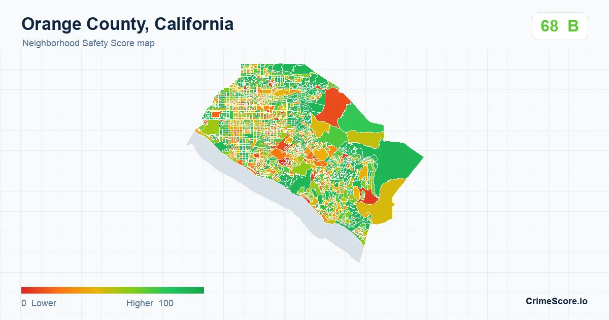 Orange County, California neighborhood Safety Score map by Census block group