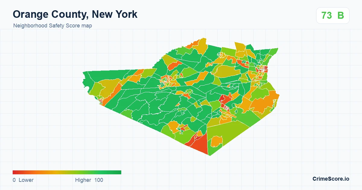 Orange County, New York neighborhood Safety Score map by Census block group